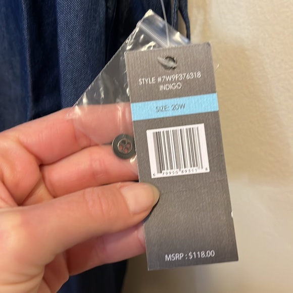 Sharagano Shirt Dress Thick Strap Denim Size 20w - Picture 7 of 9